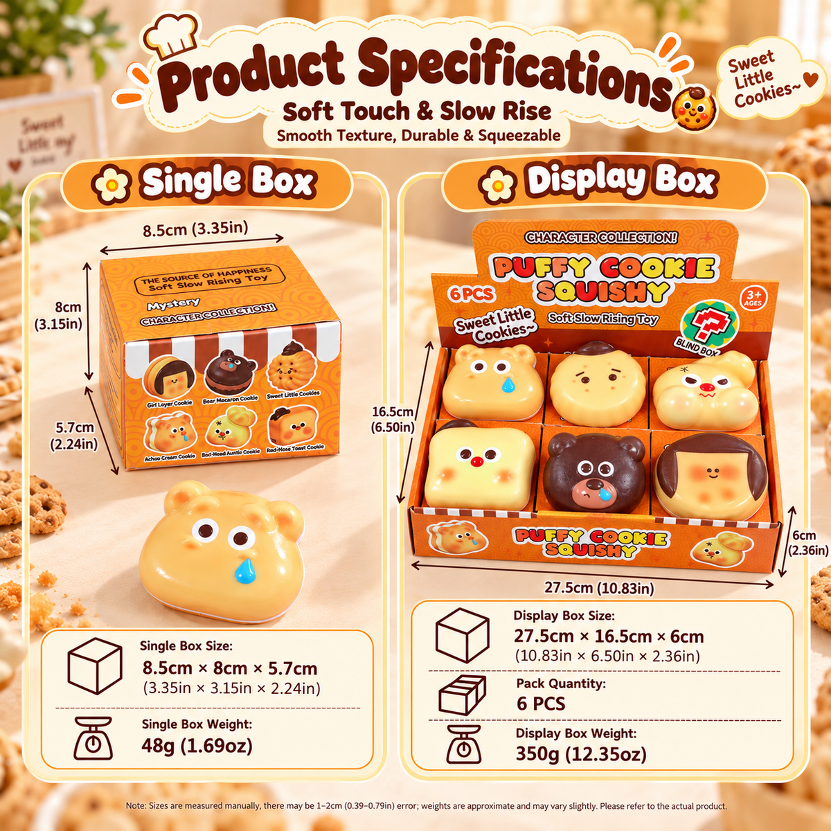 Cute Cartoon Cookie Squishy Mystery Blind Box – Soft Slow Rising Sensory Stress Relief Toy