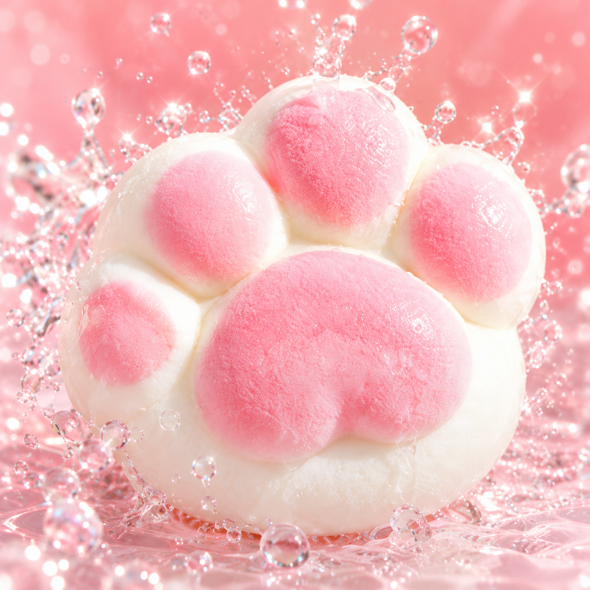 Large White Cat Paw Squishy with Heart – Food-Grade Silicone