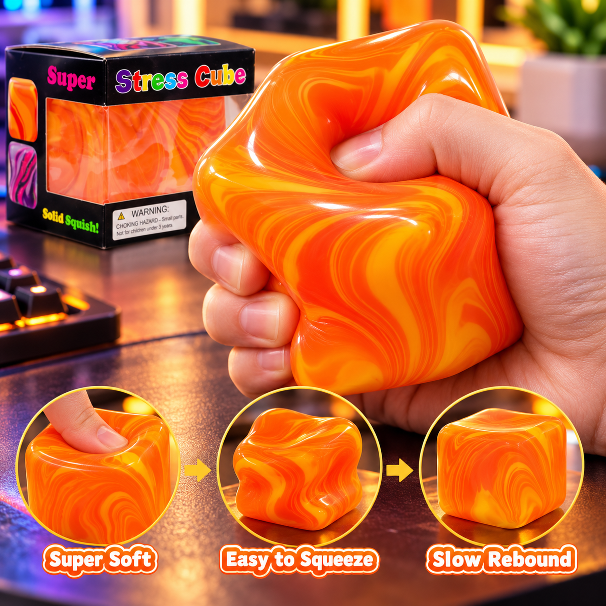 Swirl Ice Cube Squishy Toy – 5cm TPR Sensory Fidget
