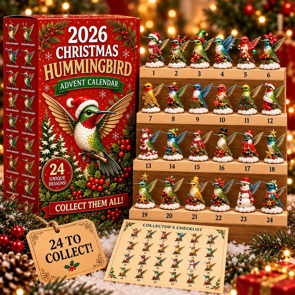 24-Day Christmas Advent Calendar – Acrylic Hanging Ornaments Mystery Surprise Gift Set