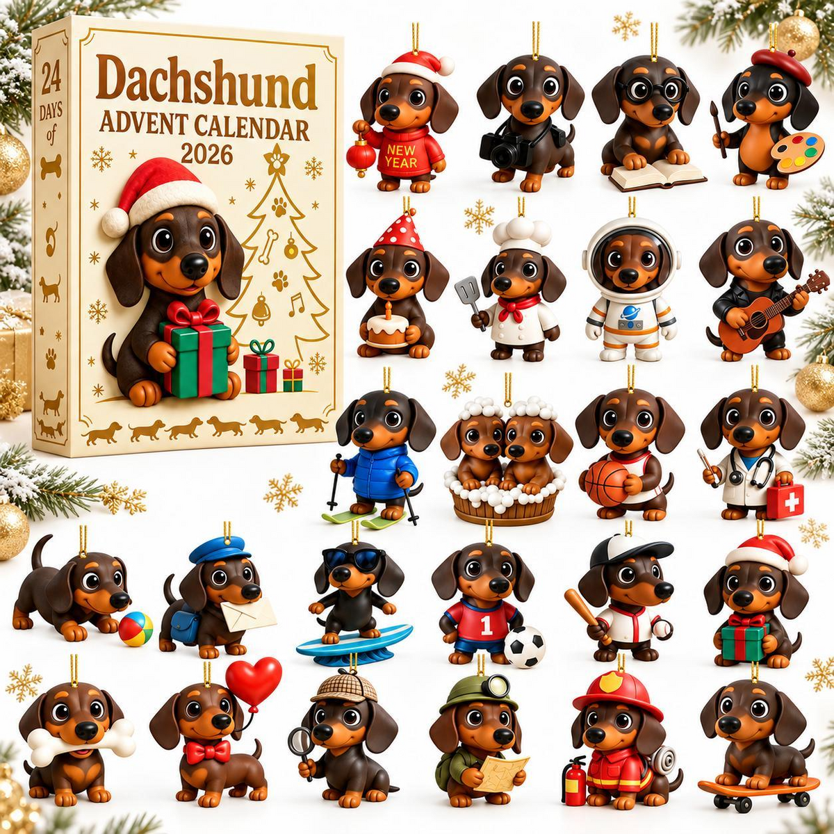 2026 Dog Advent Calendar – 24-Day Christmas Countdown Mystery Box with Mini PVC Dog Figures