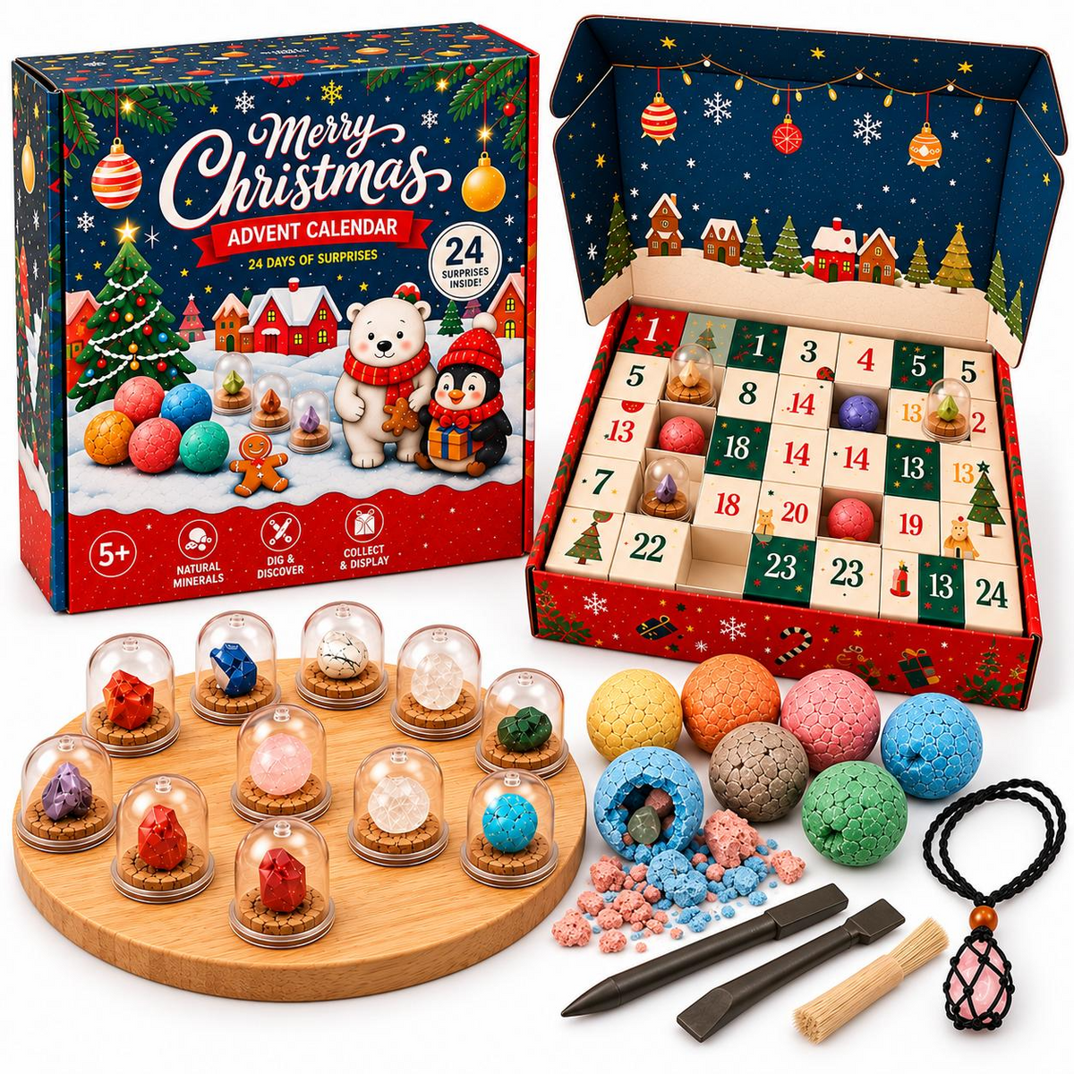 2026 Gemstone Advent Calendar – 24-Day Christmas Countdown Mystery Box with Gemstone Surprises