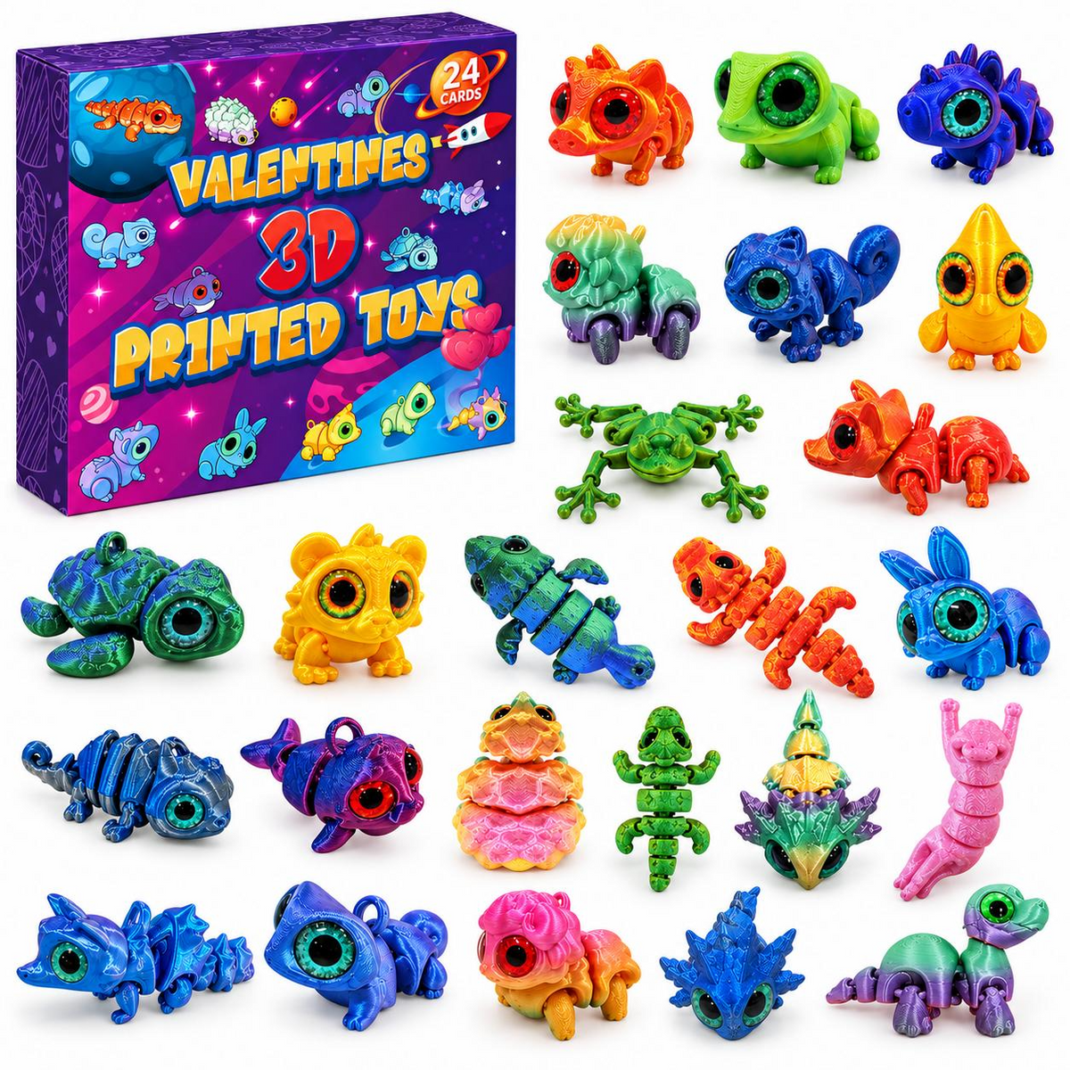 24-Day Animal Advent Calendar – Cute 3D Plastic Animal Figures Christmas Countdown Mystery Gift Box