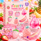 Fruit Squishy Mystery Box – 6-Piece Sensory Toy Set