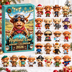 2026 Highland Cow Advent Calendar – 24 Cute 3D Cow Figures Christmas Countdown Mystery Box