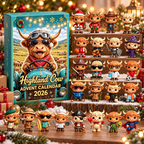 2026 Highland Cow Advent Calendar – 24 Cute 3D Cow Figures Christmas Countdown Mystery Box