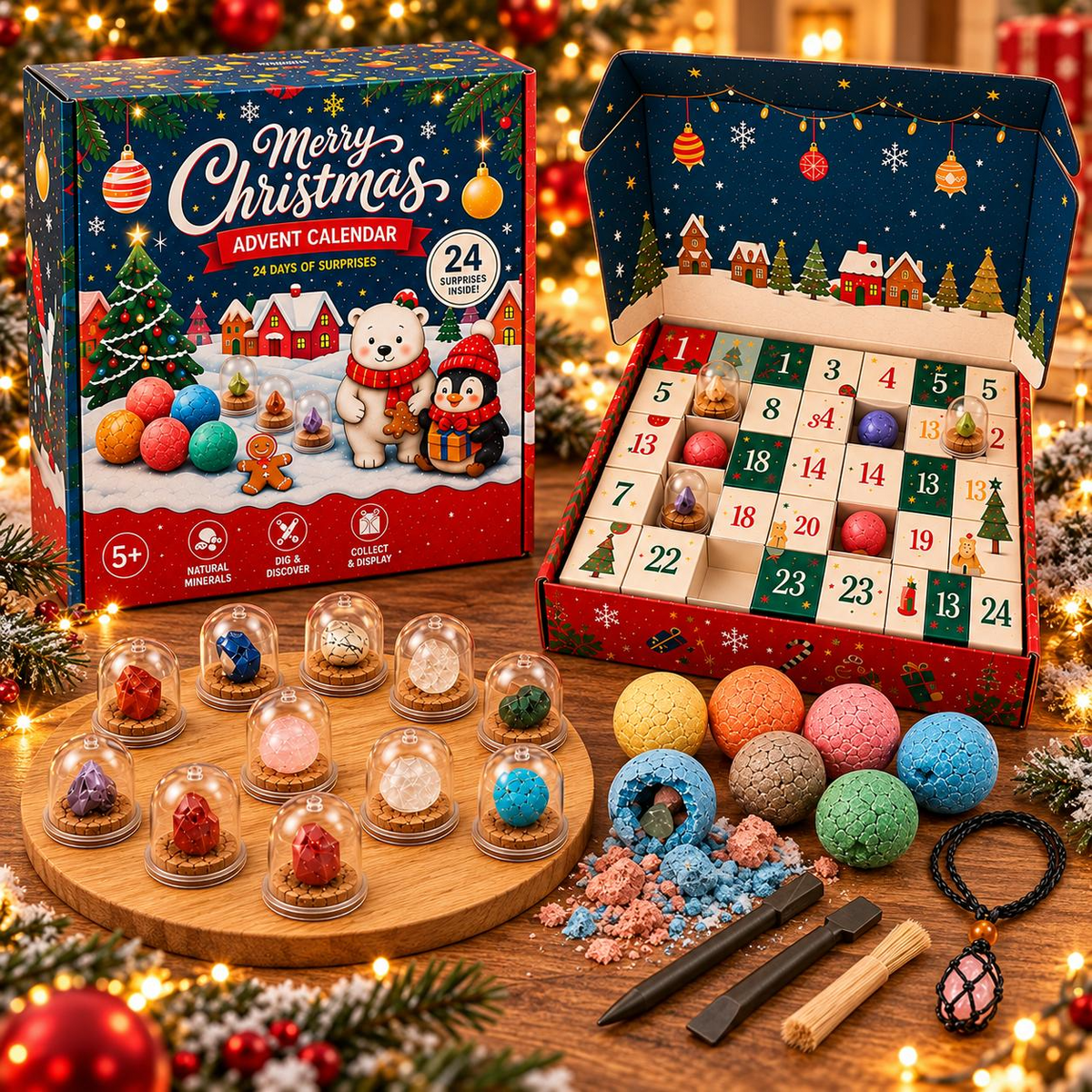2026 Gemstone Advent Calendar – 24-Day Christmas Countdown Mystery Box with Gemstone Surprises