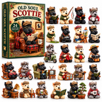 24-Day Scottie Dog Advent Calendar – Cute Christmas Dog Ornaments Countdown Mystery Gift Box