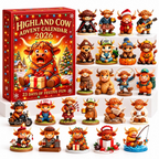 2026 Highland Cow Advent Calendar – 3D Cute Cow Figures Christmas Countdown Mystery Gift Box