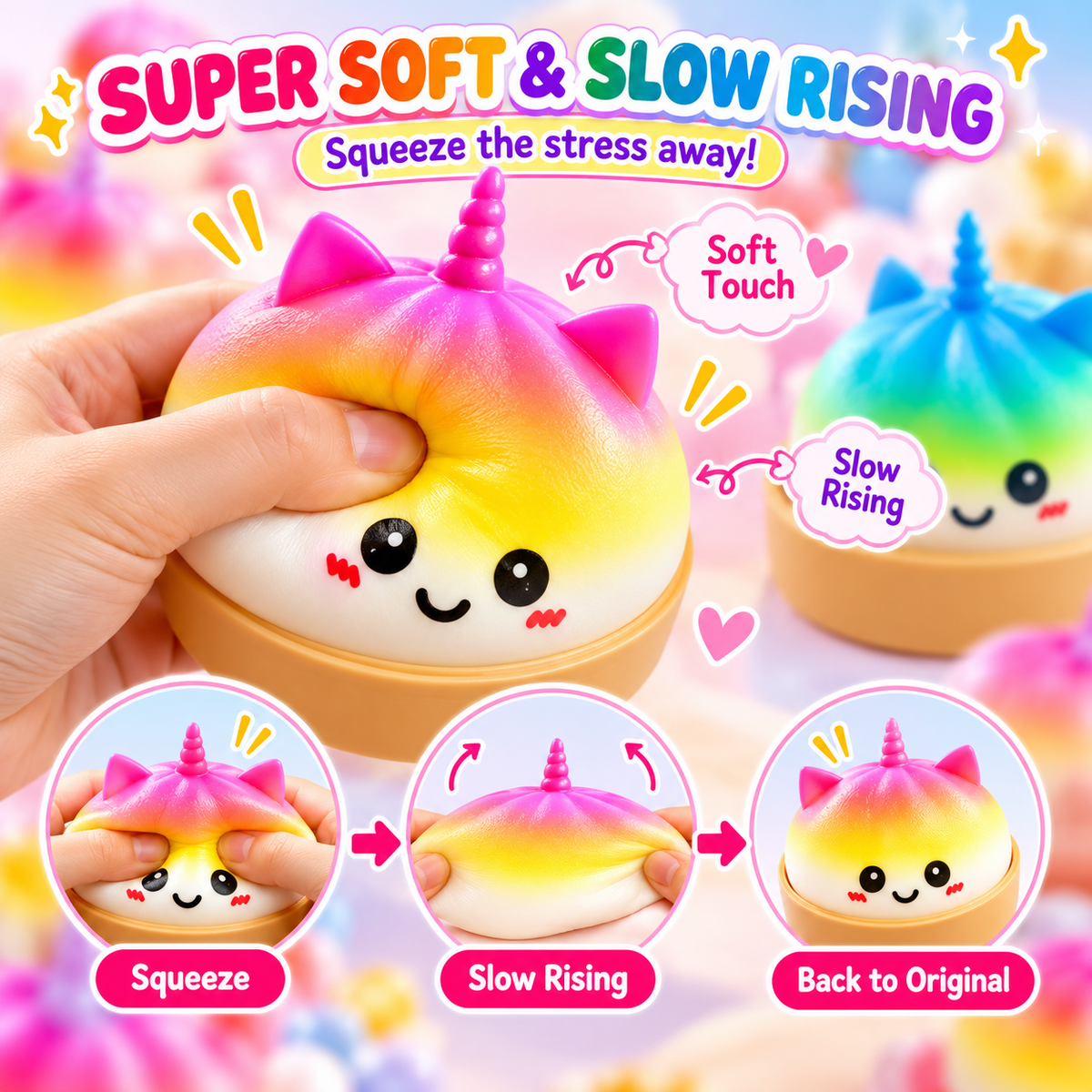 Jumbo Bao Bun Squishy Mystery Box – Cute Expressive Steamed Bun Stress Relief Fidget Toy