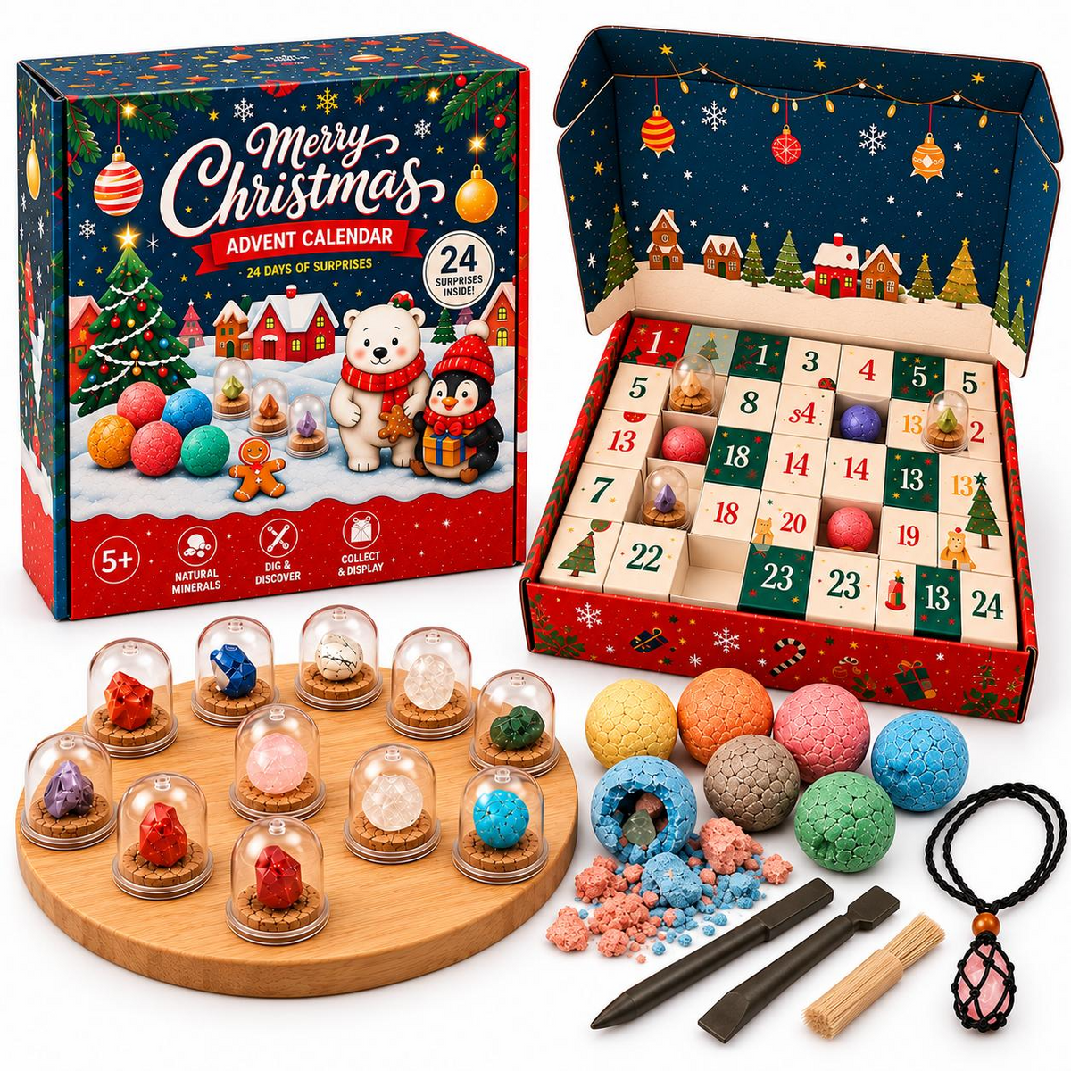 2026 Gemstone Advent Calendar – 24-Day Christmas Countdown Mystery Box with Gemstone Surprises