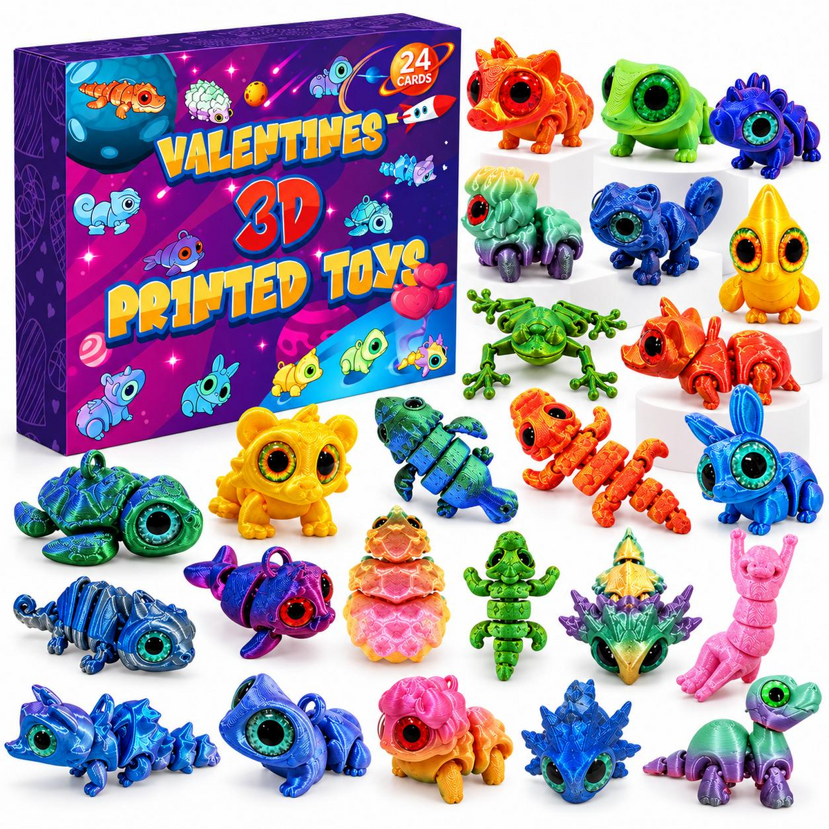 24-Day Animal Advent Calendar – Cute 3D Plastic Animal Figures Christmas Countdown Mystery Gift Box