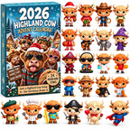 2026 Highland Cow Advent Calendar – 3D Christmas Countdown Mystery Box with Cute Cow Figures