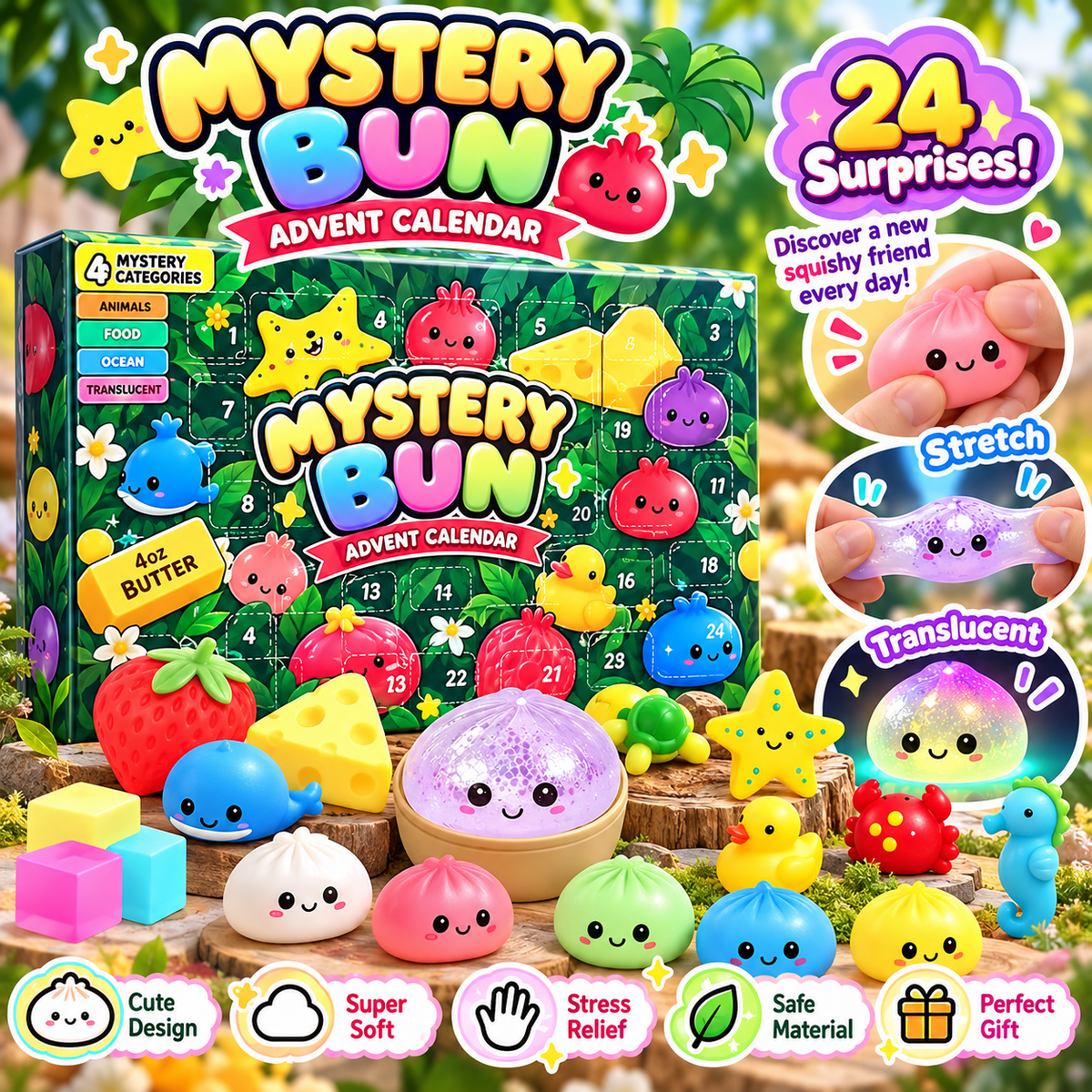 25-Day Dumpling Squishy Advent Calendar – Cute Stress Relief Toys Christmas Countdown Mystery Gift Box