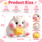 White Hamster & Cheese Squishy – Food-Grade Silicone Sensory Toy