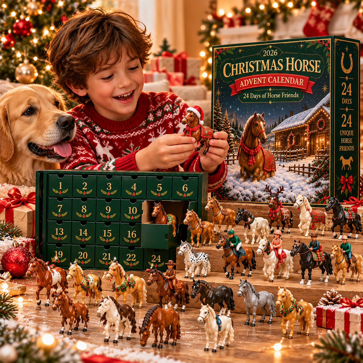 24-Day Horse Advent Calendar – Cute Mini Horse Ornaments Christmas Countdown Mystery Gift Box