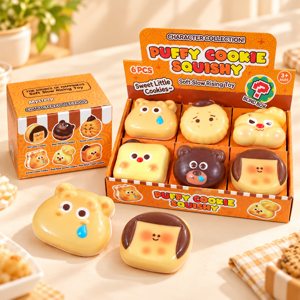 Cute Cartoon Cookie Squishy Mystery Blind Box – Soft Slow Rising Sensory Stress Relief Toy