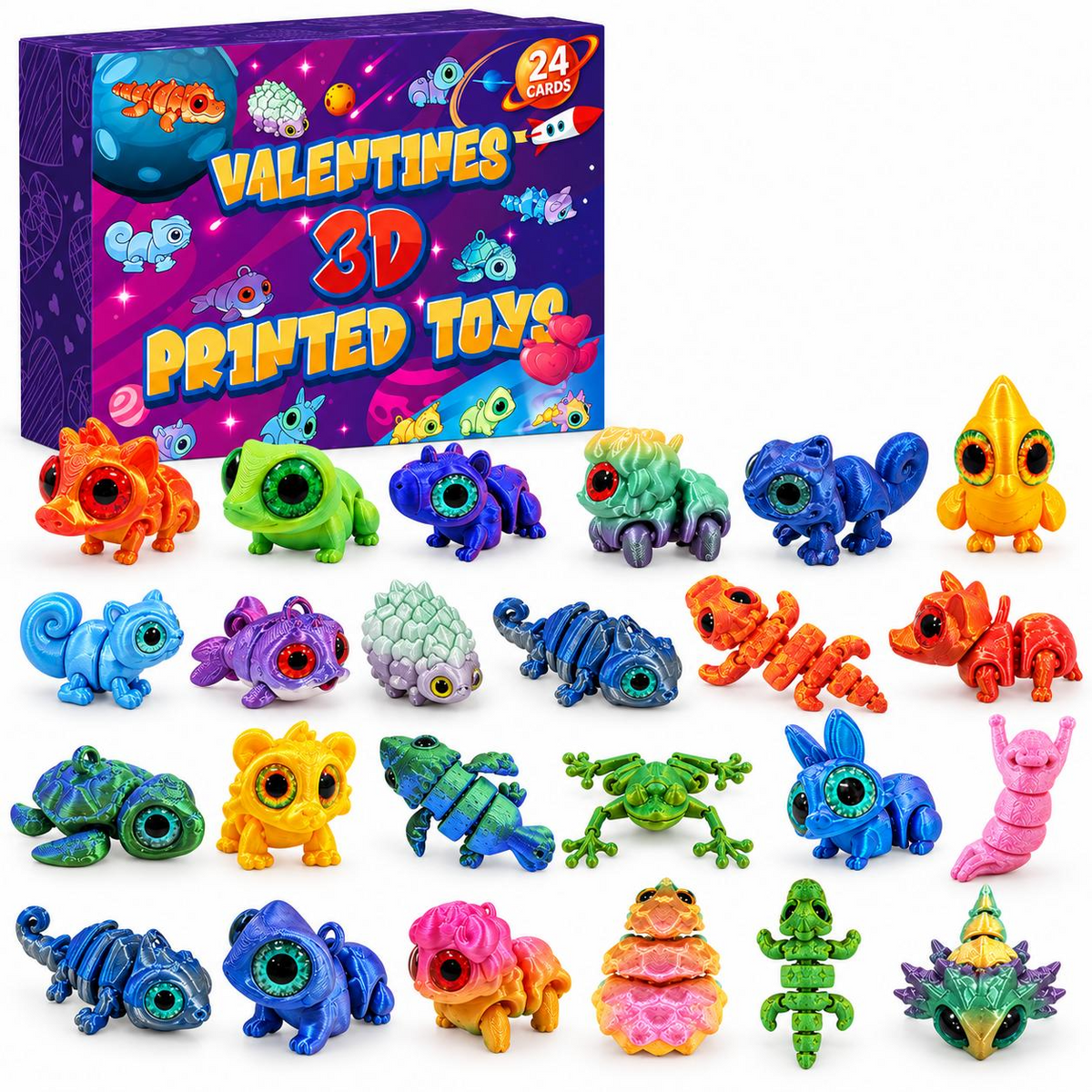 24-Day Animal Advent Calendar – Cute 3D Plastic Animal Figures Christmas Countdown Mystery Gift Box