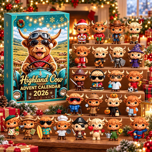2026 Highland Cow Advent Calendar – 24 Cute 3D Cow Figures Christmas Countdown Mystery Box