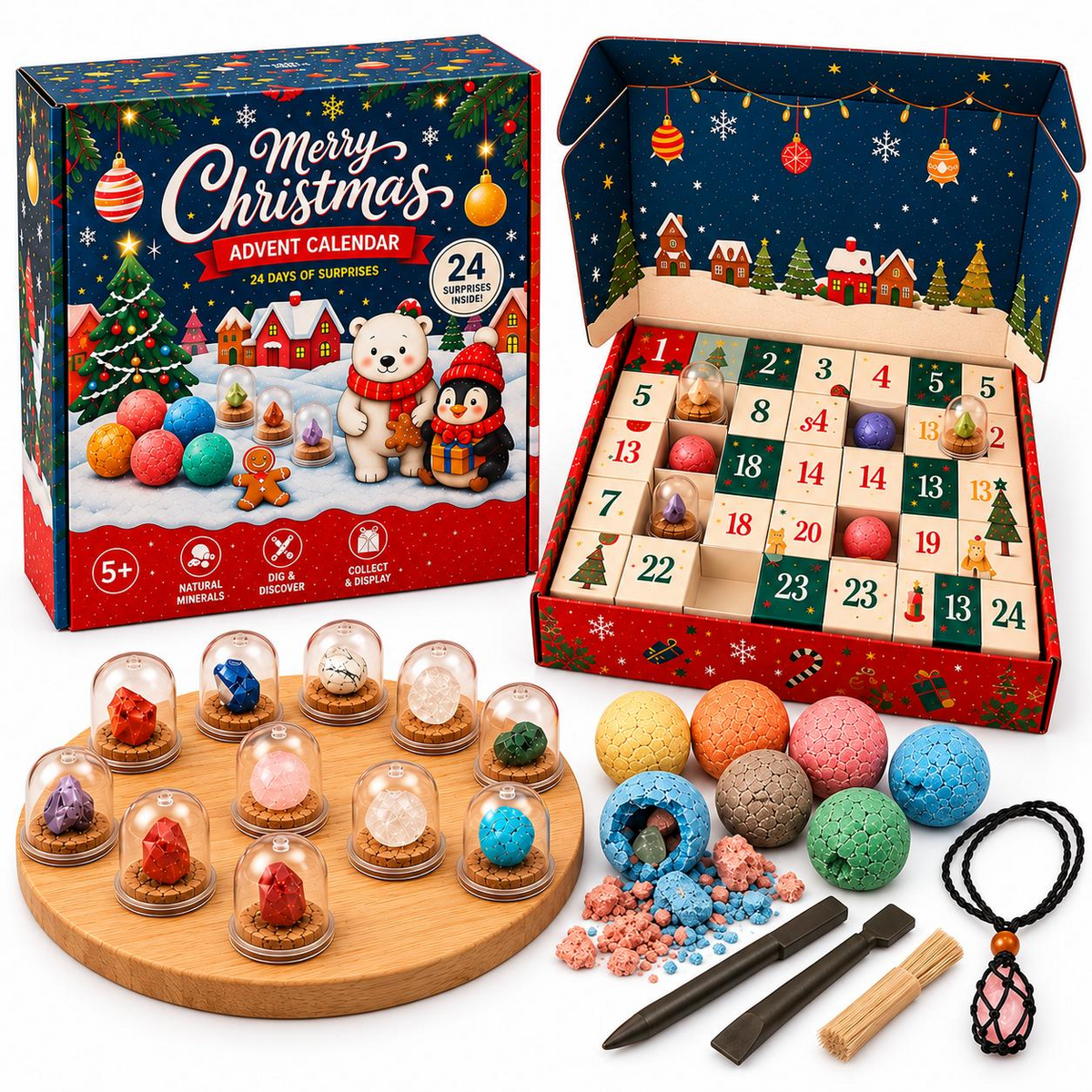 2026 Gemstone Advent Calendar – 24-Day Christmas Countdown Mystery Box with Gemstone Surprises