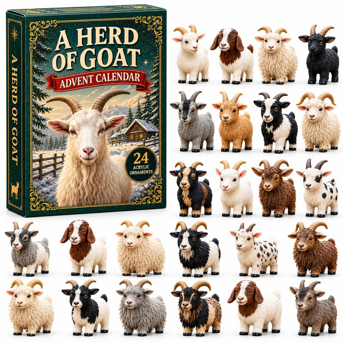 24-Day Sheep Advent Calendar – Cute Mini Lamb Ornaments Christmas Countdown Mystery Gift Box