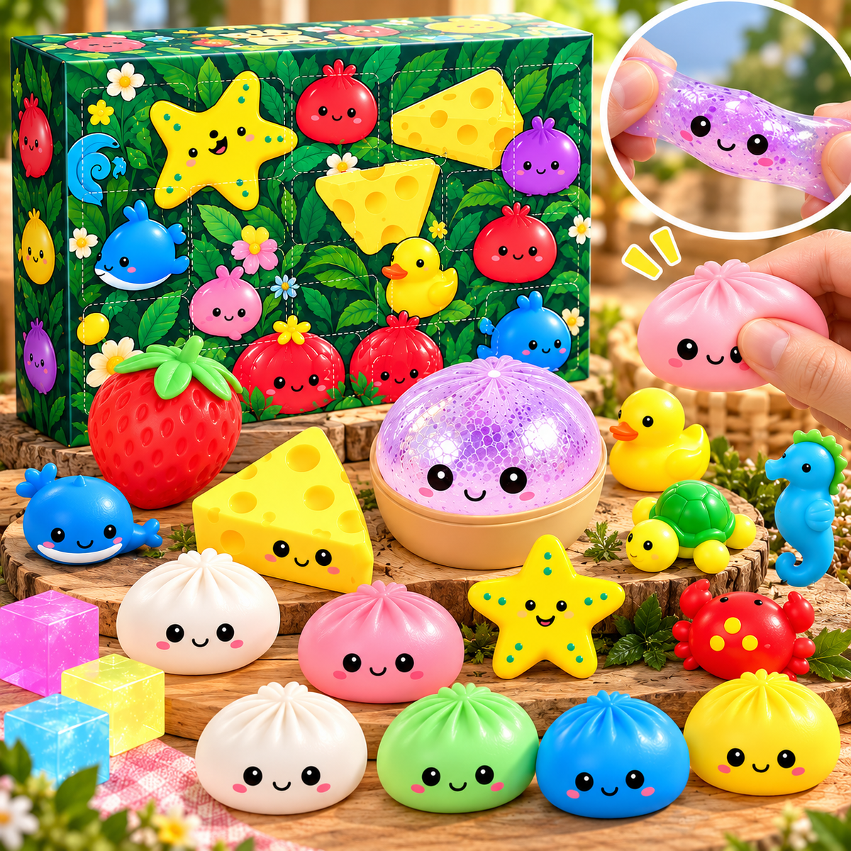 25-Day Dumpling Squishy Advent Calendar – Cute Stress Relief Toys Christmas Countdown Mystery Gift Box