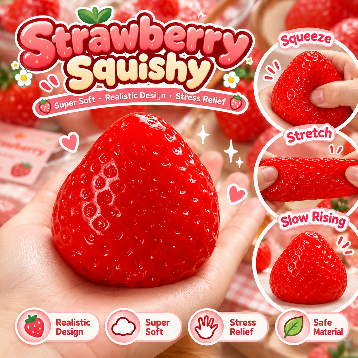Cute Angel Animal & Strawberry Squishy Mystery Box – TPR Slow Rising Stress Relief Fidget Toy
