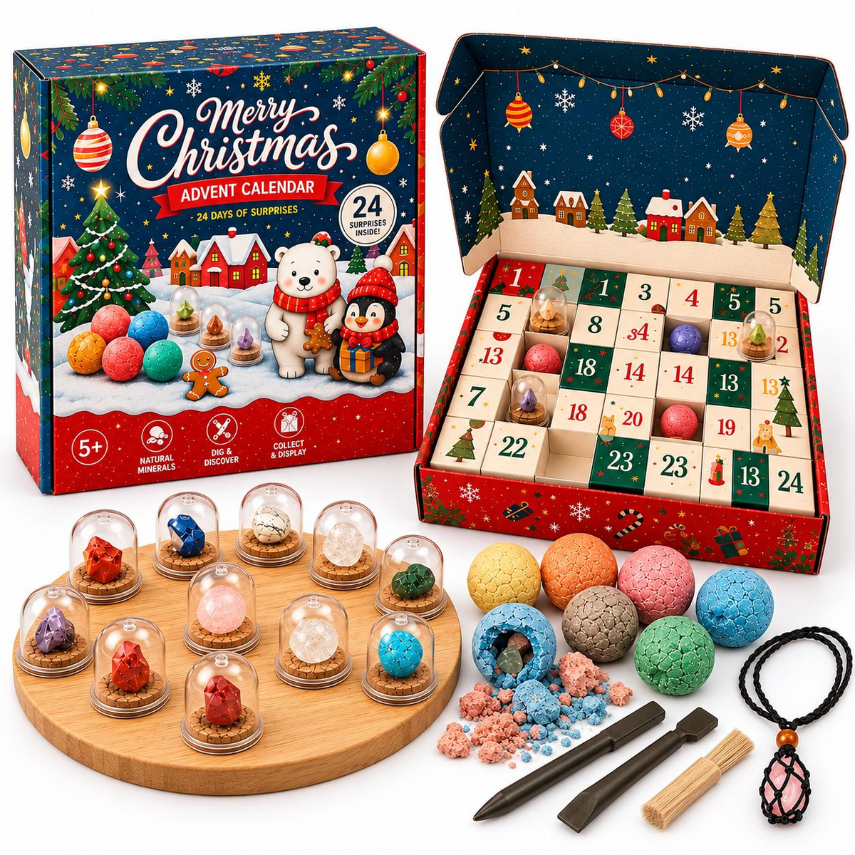 2026 Gemstone Advent Calendar – 24-Day Christmas Countdown Mystery Box with Gemstone Surprises