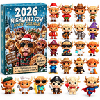 2026 Highland Cow Advent Calendar – 3D Christmas Countdown Mystery Box with Cute Cow Figures