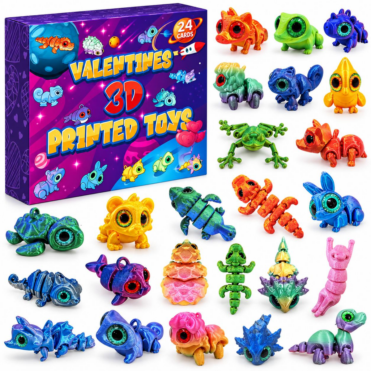 24-Day Animal Advent Calendar – Cute 3D Plastic Animal Figures Christmas Countdown Mystery Gift Box