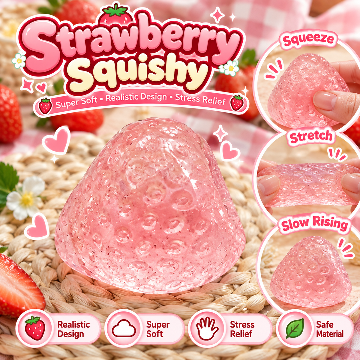 Cute Angel Animal & Strawberry Squishy Mystery Box – TPR Slow Rising Stress Relief Fidget Toy