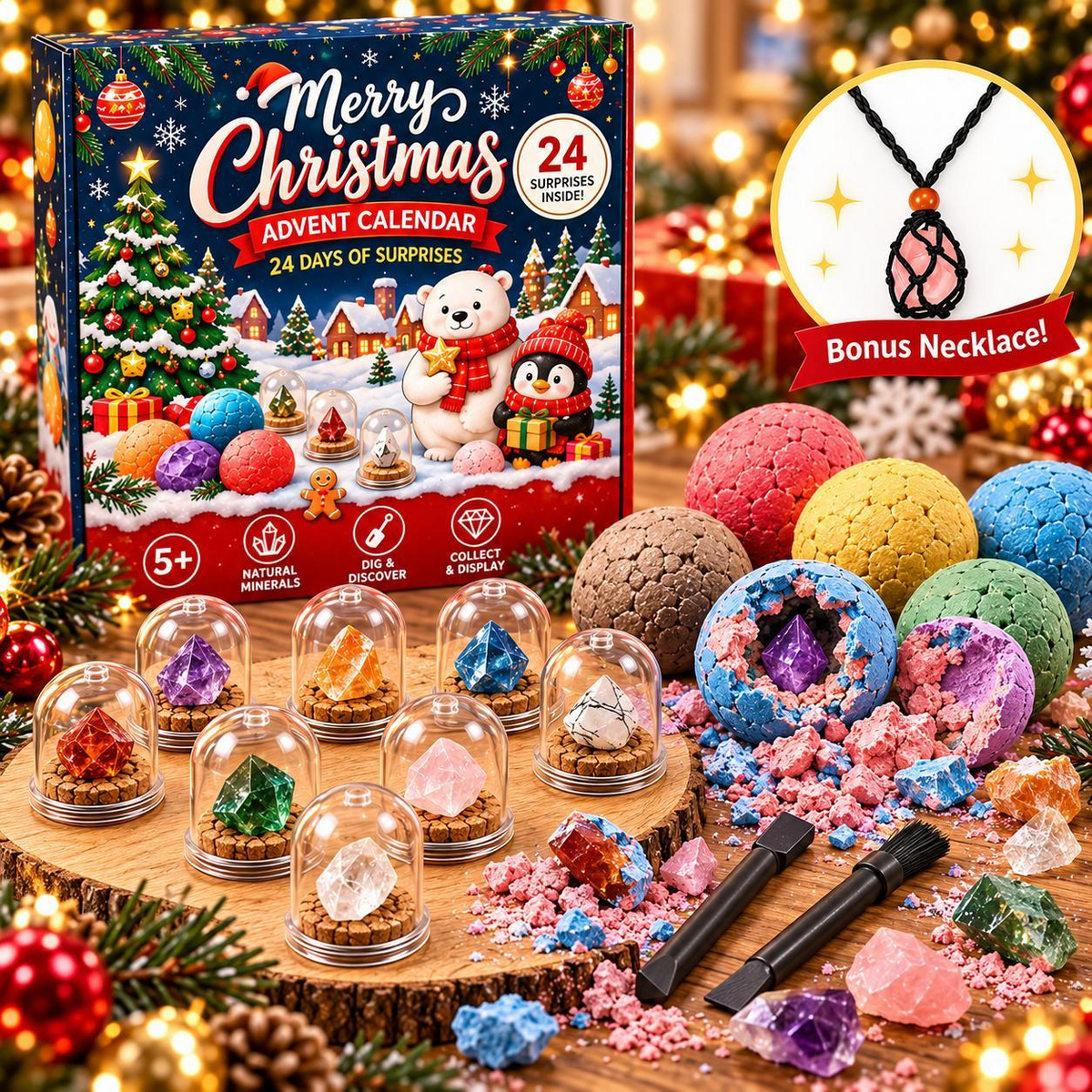 2026 Gemstone Advent Calendar – 24-Day Christmas Countdown Mystery Box with Gemstone Surprises