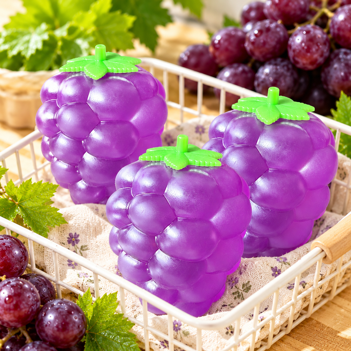 Realistic Grape Squishy – Translucent Slow-Rising Sensory Squeeze Toy with Soft Gel-Like Texture