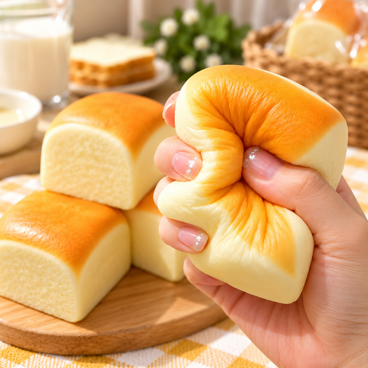 Hawaiian Bread Roll Squishy – Realistic Slow-Rising Sensory Squeeze Toy with Soft Dough-Like Texture