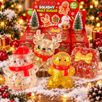 Christmas Squishy Toys – Cute Reindeer Snowman Gingerbread & Gift Box TPR Stress Relief Toys