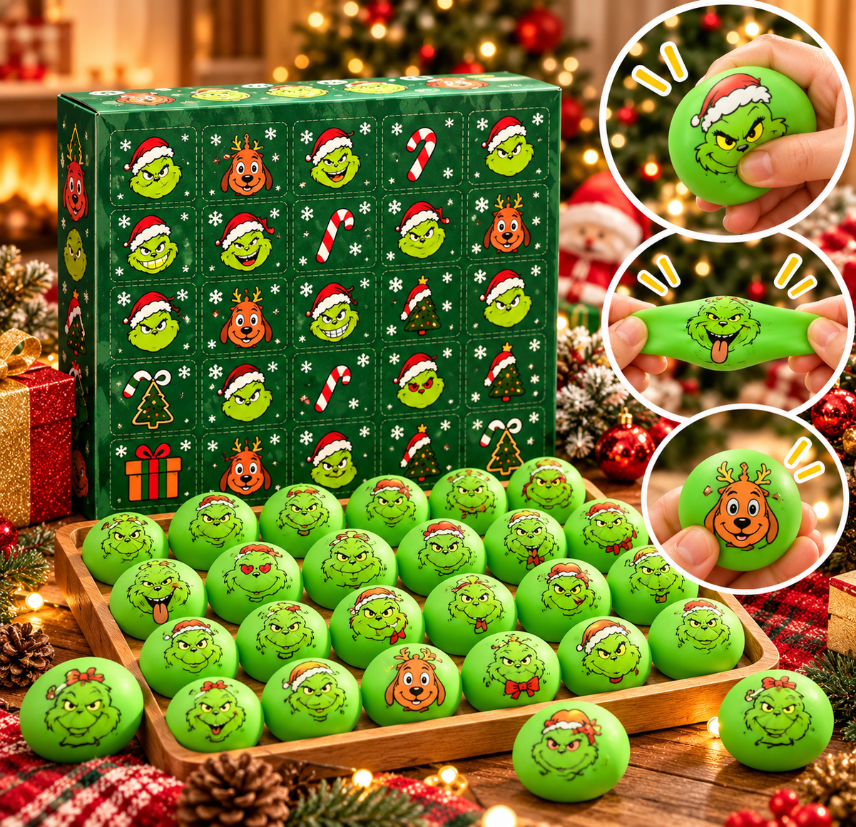 Christmas Green Monster Squishy Advent Calendar Mystery Box