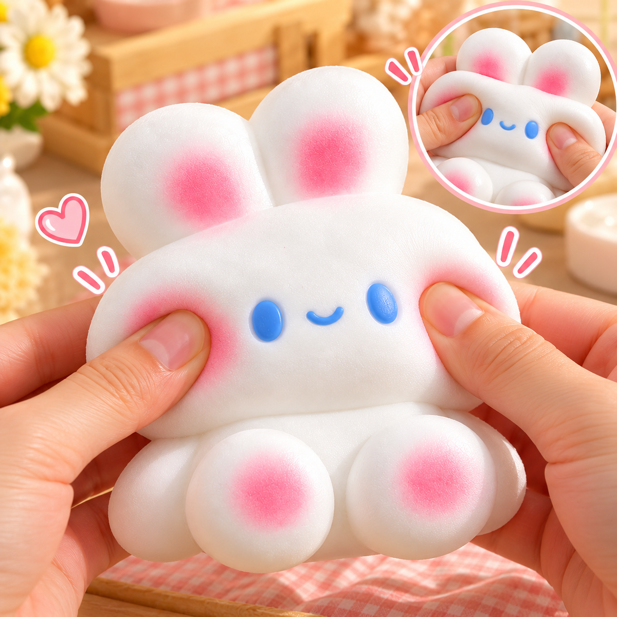 Shy Bunny Squishy – Food-Grade Silicone Sensory Toy