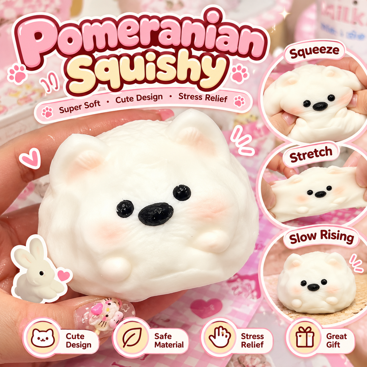 Cute Angel Animal & Strawberry Squishy Mystery Box – TPR Slow Rising Stress Relief Fidget Toy