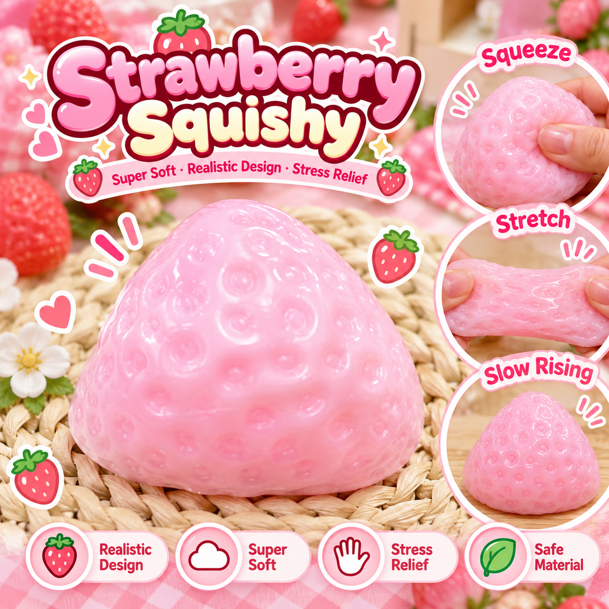 Cute Angel Animal & Strawberry Squishy Mystery Box – TPR Slow Rising Stress Relief Fidget Toy