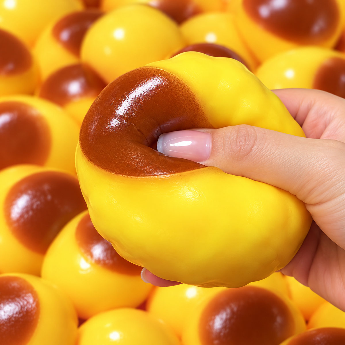 Caramel Pudding Squishy – Realistic TPR Dessert Sensory Squeeze Toy with Soft Texture