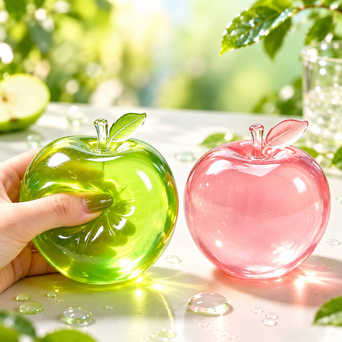 Green Apple Squishy – Slow-Rising Fruit Sensory Squeeze Toy with Soft Gel-Like Texture
