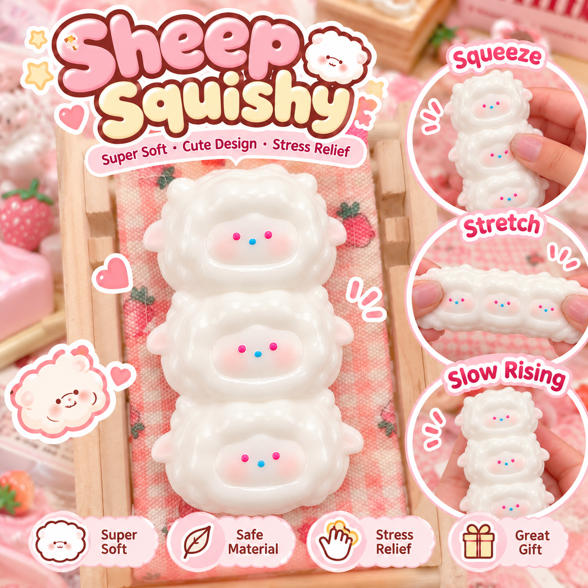 Cute Angel Animal & Strawberry Squishy Mystery Box – TPR Slow Rising Stress Relief Fidget Toy