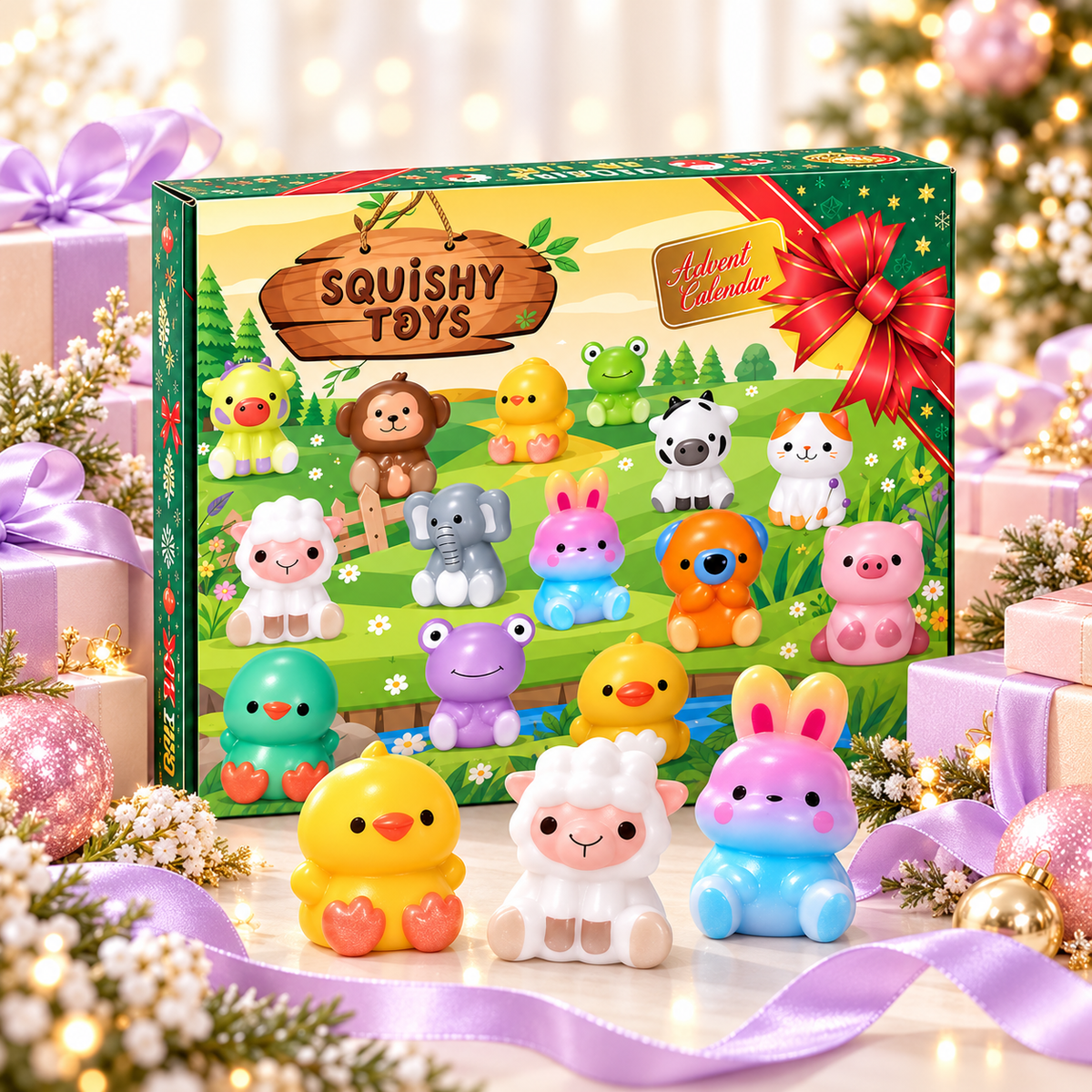 24-Day Christmas Advent Calendar – Cute Animal Slow Rising Squishy Surprise Box