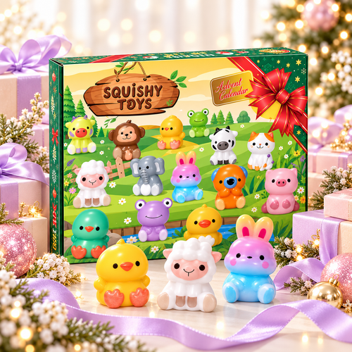 24-Day Christmas Advent Calendar – Cute Animal Slow Rising Squishy Surprise Box
