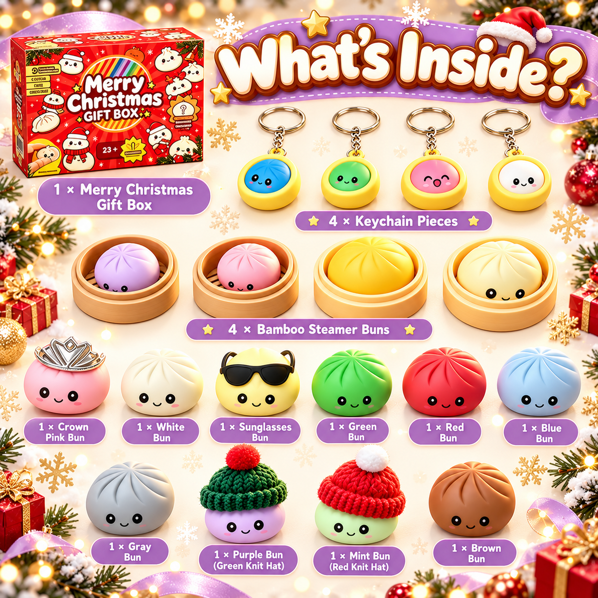 Mystery Dumpling Squishy Advent Calendar – Cute Slow Rising Stress Relief Toy Gift Box