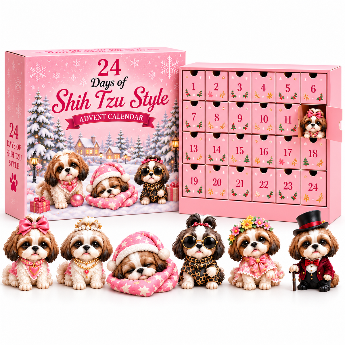 24 Day Yorkshire Terrier Advent Calendar 2026 – Cute Yorkie Dog Figurines Christmas Countdown Mystery Box Gift Set