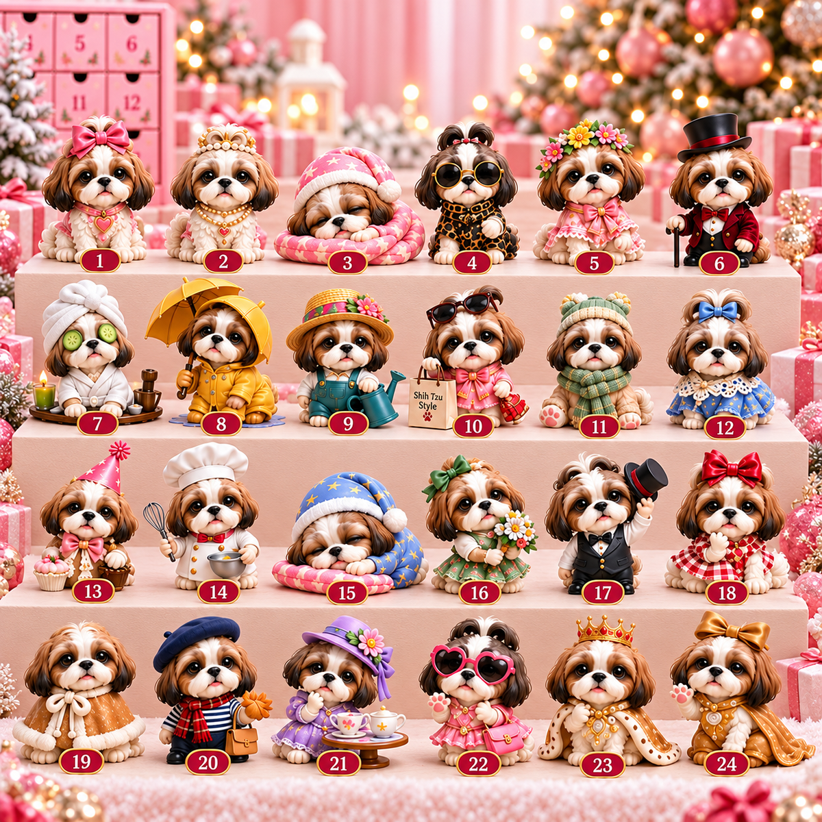 24 Day Yorkshire Terrier Advent Calendar 2026 – Cute Yorkie Dog Figurines Christmas Countdown Mystery Box Gift Set