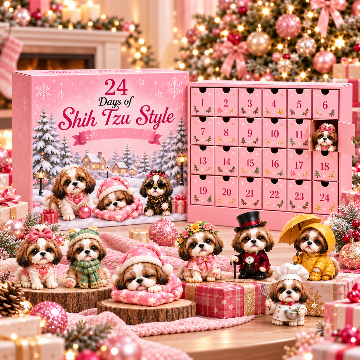 24 Day Yorkshire Terrier Advent Calendar 2026 – Cute Yorkie Dog Figurines Christmas Countdown Mystery Box Gift Set