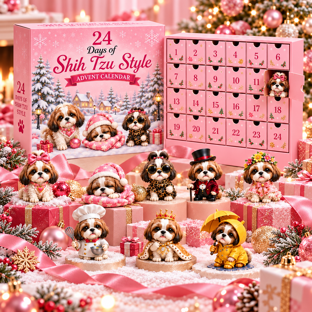 24 Day Yorkshire Terrier Advent Calendar 2026 – Cute Yorkie Dog Figurines Christmas Countdown Mystery Box Gift Set