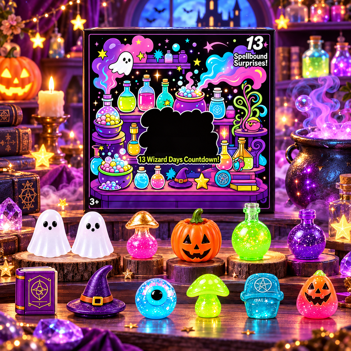 13-Piece Halloween Squishy Advent Calendar – Cute Ghost & Pumpkin Slow Rising Stress Relief Mystery Box